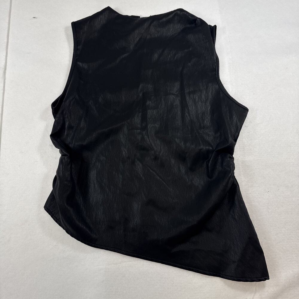 Black Faux Leather Sleeveless Tank Top Women's Regular XL